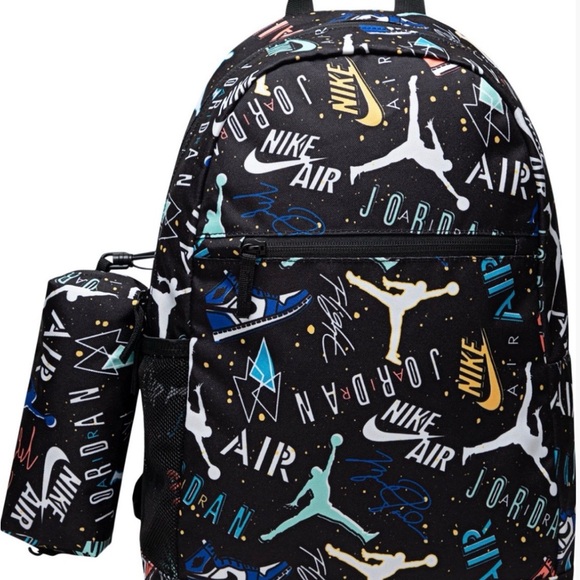 New Authentic Air JordanBig KidBackpack School Bag WPencil CaseBlack Limited
